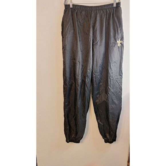 GAME DAY NFL BLACK NEW ORLEANS SAINTS TRACK GYM WIND BREAKER PANTS MEN SIZE XL - Picture 1 of 6